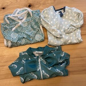 Adorable Pineapple and Polka Dot Kids Pajama Set - Teal and Light Blue